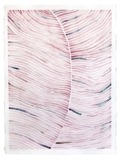 Flow From My Veins - Dipinto astratto originale a acquerello con tonalità rosa raffigurante una foglia