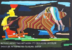 Loser #8 - Abstract Colorful Figurative Bull Rider Mixed Media Artwork on Canvas