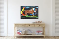 Loser #8 - Abstract Colorful Figurative Bull Rider Mixed Media Artwork on Canvas