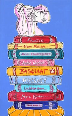Pablo Sculpture - Abstract Vibrant Colorful Books Still Life Acrylic Painting