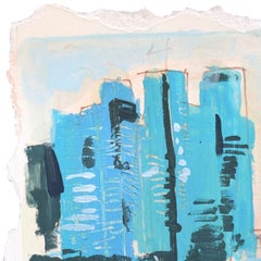 Big Lights, Big City - Original Abstract Still Life Acrylic Artwork on Paper