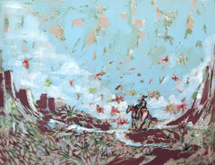 Oasis - Abstract Large Scale Cowboy Desert Inspired Landscape Painting on Canvas