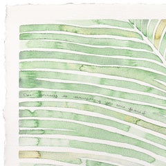 Slow Summer - Original Abstract Green Yellow Tone Watercolor Leaf Painting