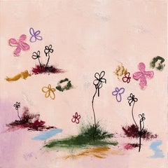 Little Happy Cakes - Abstract Floral Still Life Textured Mixed Media Artwork