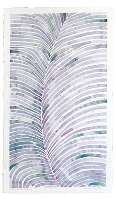 Let There Be Whimsy - Original Abstract Cool Tone Watercolor Leaf Painting
