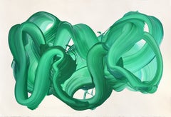avp_1536 - Original Abstract Green Tone Contemporary Acrylic Painting on Paper