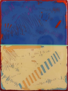 The Window 388 - Contemporary Abstract Resin Minimalist Blue & Yellow Artwork