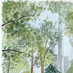 3pm on a Wednesday - Original Nature Watercolor Dog Landscape Painting on Paper