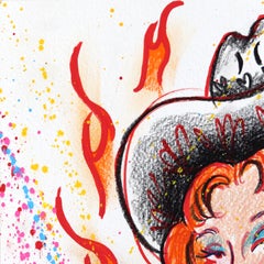 Hotshot - Abstract Colorful Figurative Retro Pinup Inspired Artwork on Paper