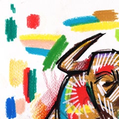 Relentless - Original Abstract Colorful Bull Southwest Inspired Art on Paper