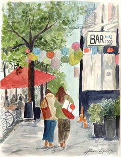 Errand Friends - Aquarelle figurative originale représentant une nature morte, sur papier