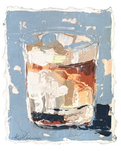 White Russian - Original Abstract Cocktail Still Life Acrylic Artwork on Paper