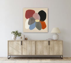 Paix - Formes organiques colorées : œuvre d'art abstraite et méditative, technique mixte sur toile