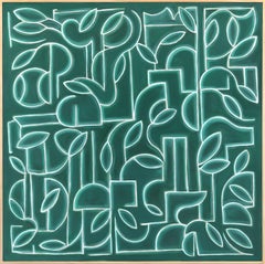 Emerald Arboretum - Modern Abstract Textured Mixed Media Painting on Canvas