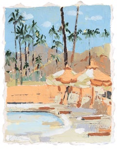 Warm Days - Abstract California Desert Poolside Landscape Artwork on Paper
