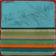 In Tune 82 – Zeitgenössisches, abstraktes, minimalistisches Kunstwerk aus Harz mit gestreiften Farbfeldern