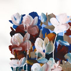 Midnight Magnolia - Original Abstract Floral Painting on Paper by Sally K