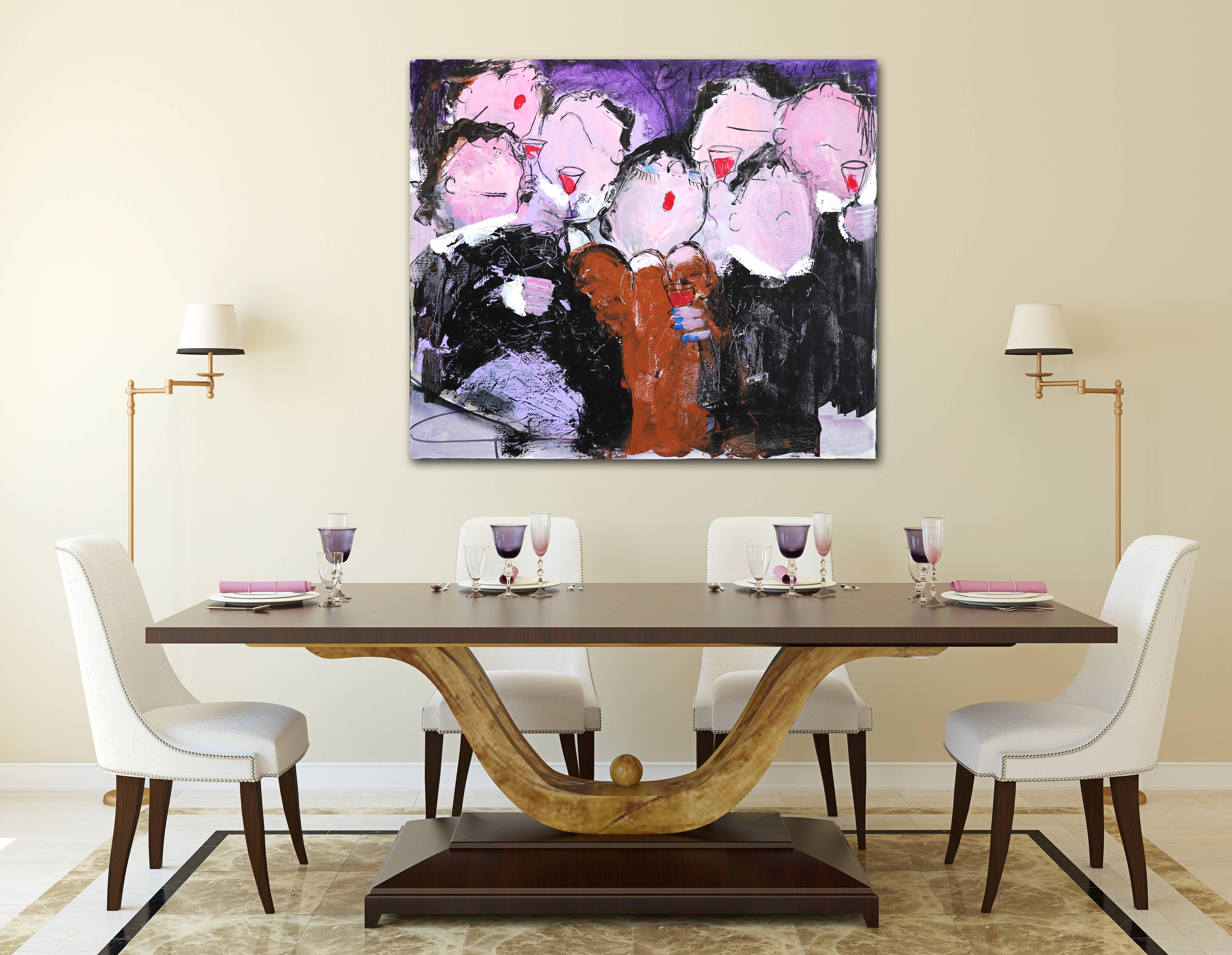 Reception in Purple - Painting by Gerdine Duijsens