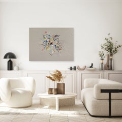 « Tempête de sable » - Œuvre d'art originale, abstraite, colorée et texturée, réalisée en techniques mixtes sur toile