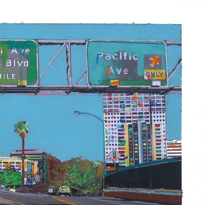 LA By The Freeway #5 - Blue Abstract Painting by Fabio Coruzzi