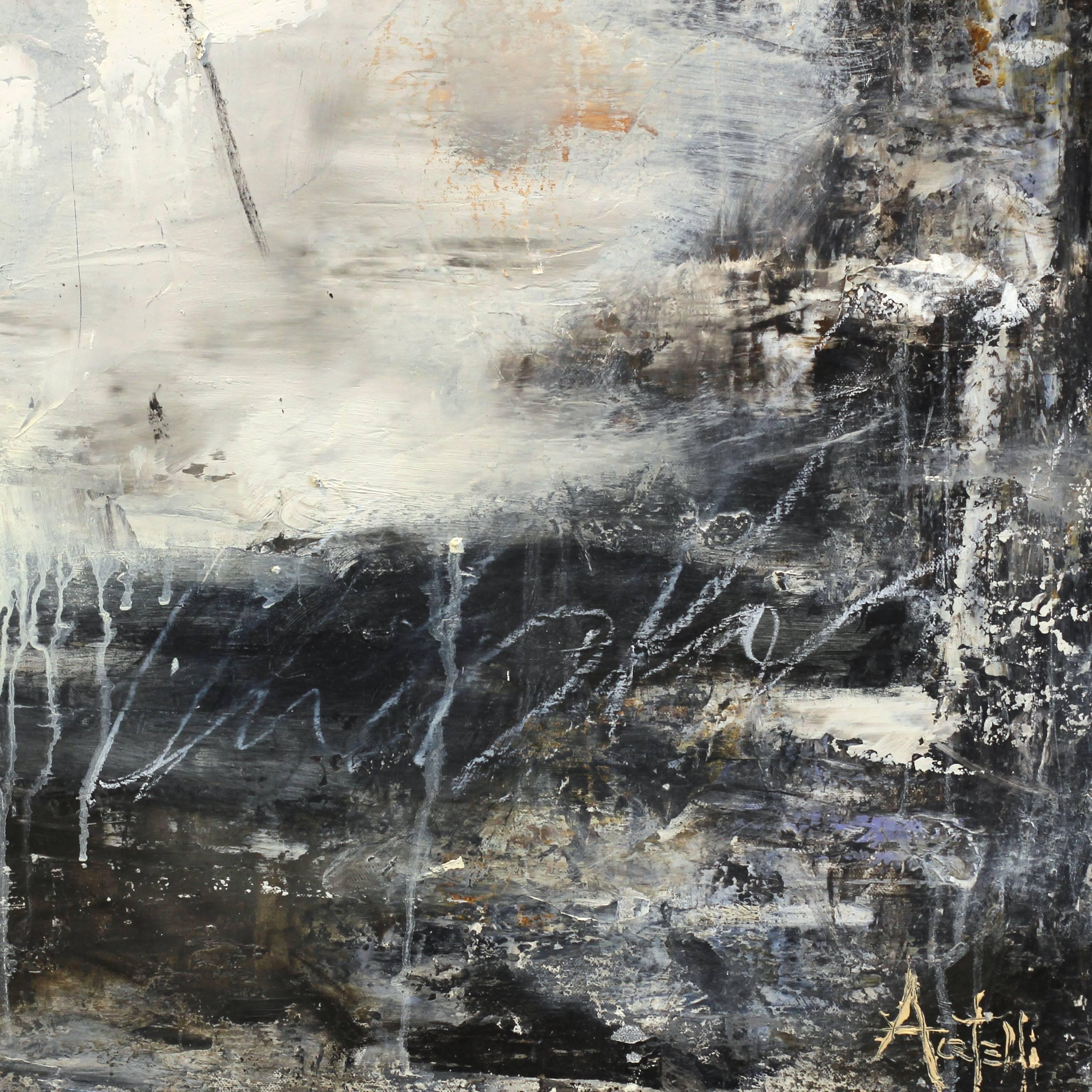 Patience - Gray Abstract Painting by Mark Acetelli