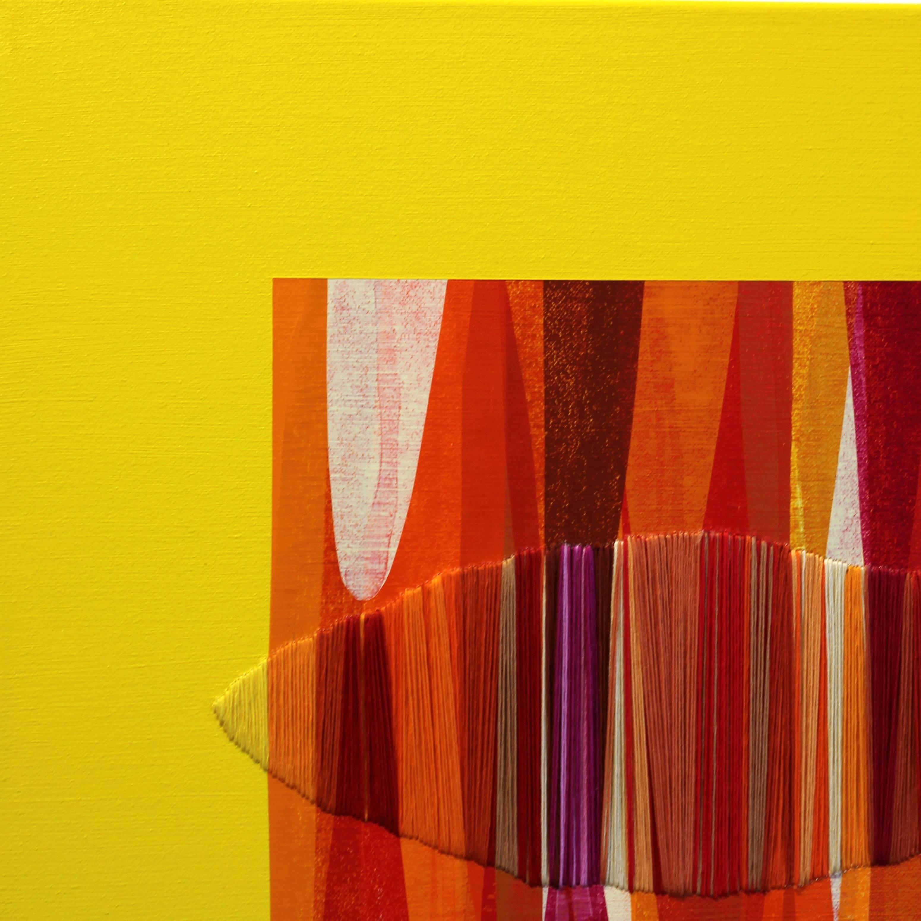 Poemes XLVI - Contemporary Vibrant Yellow Abstract Mixed Media Painting im Angebot 4