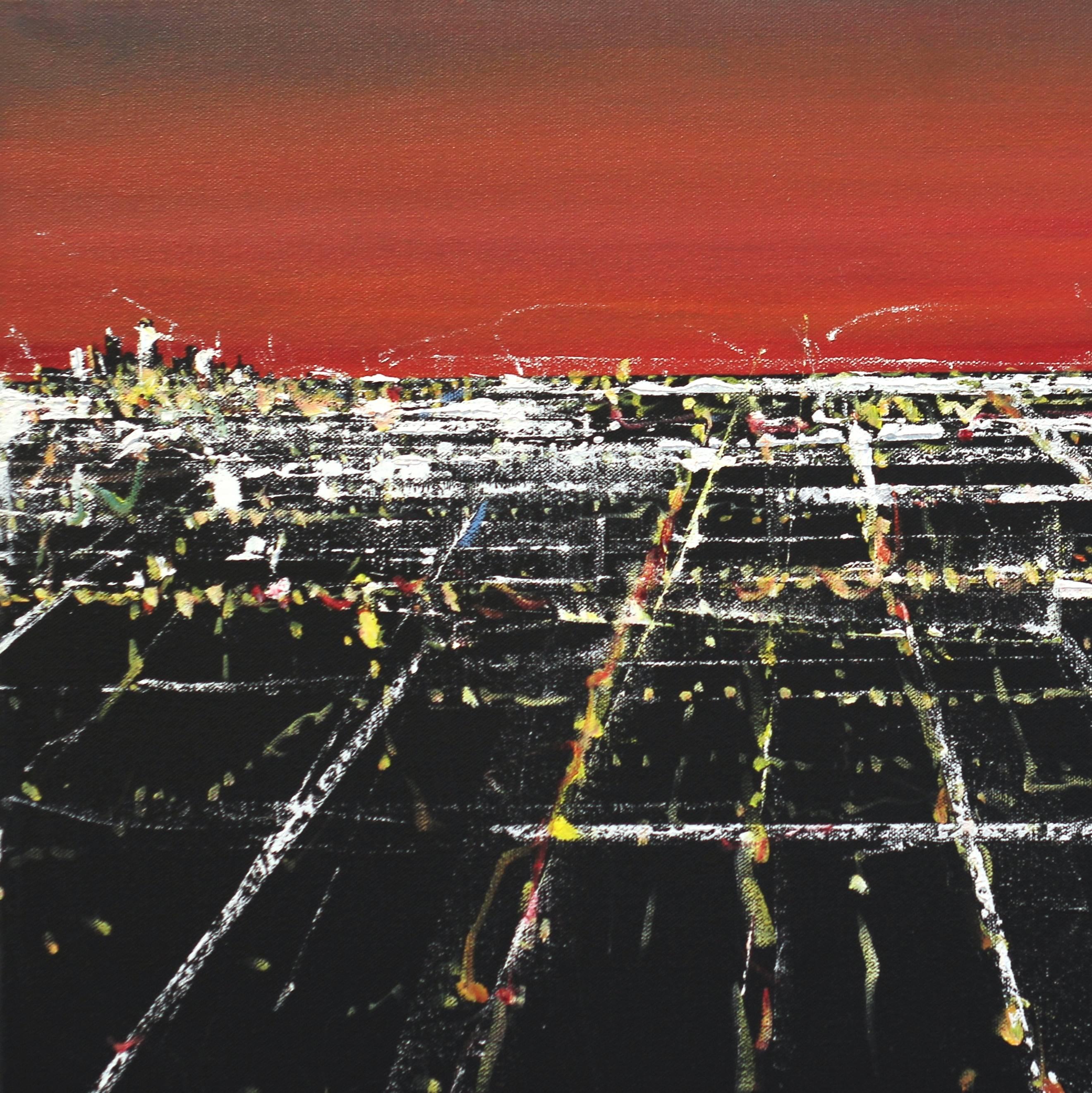 Griffith Sunset Aerial - Contemporary Painting by Pete Kasprzak