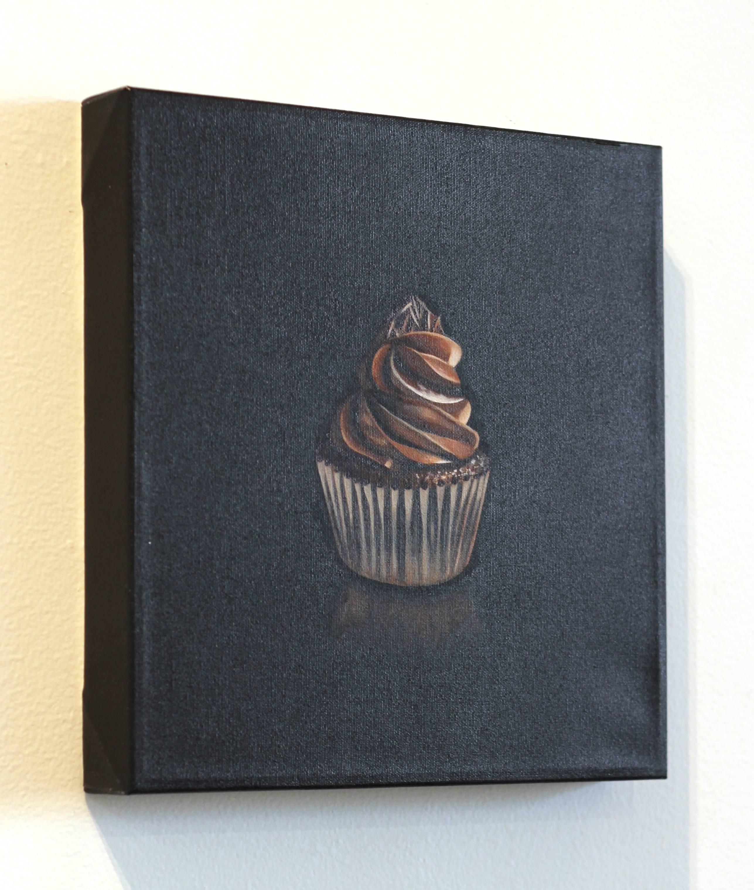 Chocolate Cupcake - Photorealist Painting by Erin Rothstein