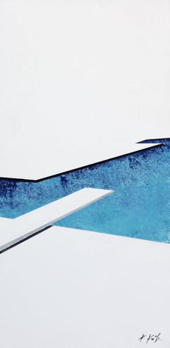 Contemporary Modern Minimalist Landscape Pool Painting - Crisp Angled Water