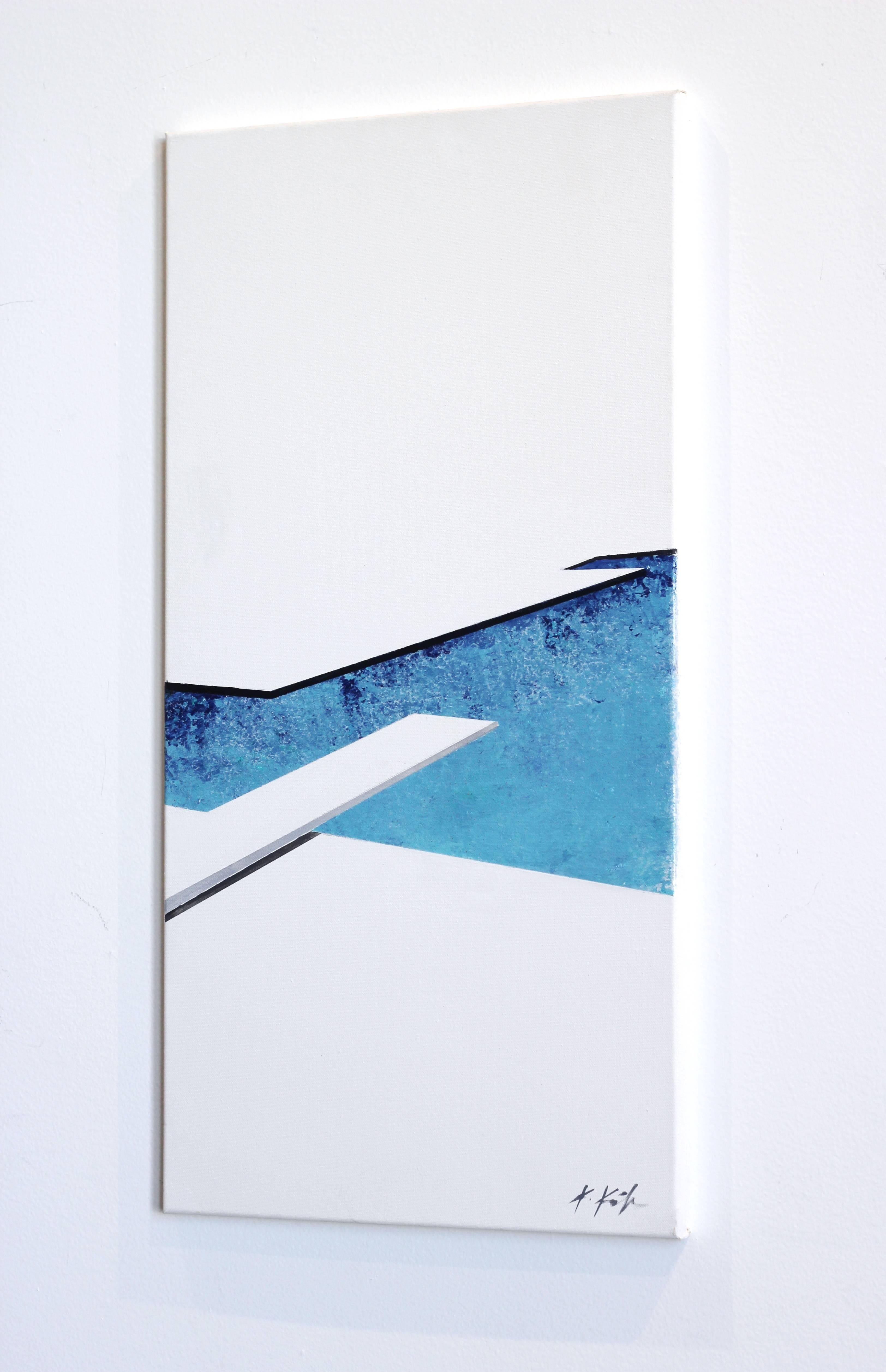 Contemporary Modern Minimalist Landscape Pool Painting - Crisp Angled Water im Angebot 1