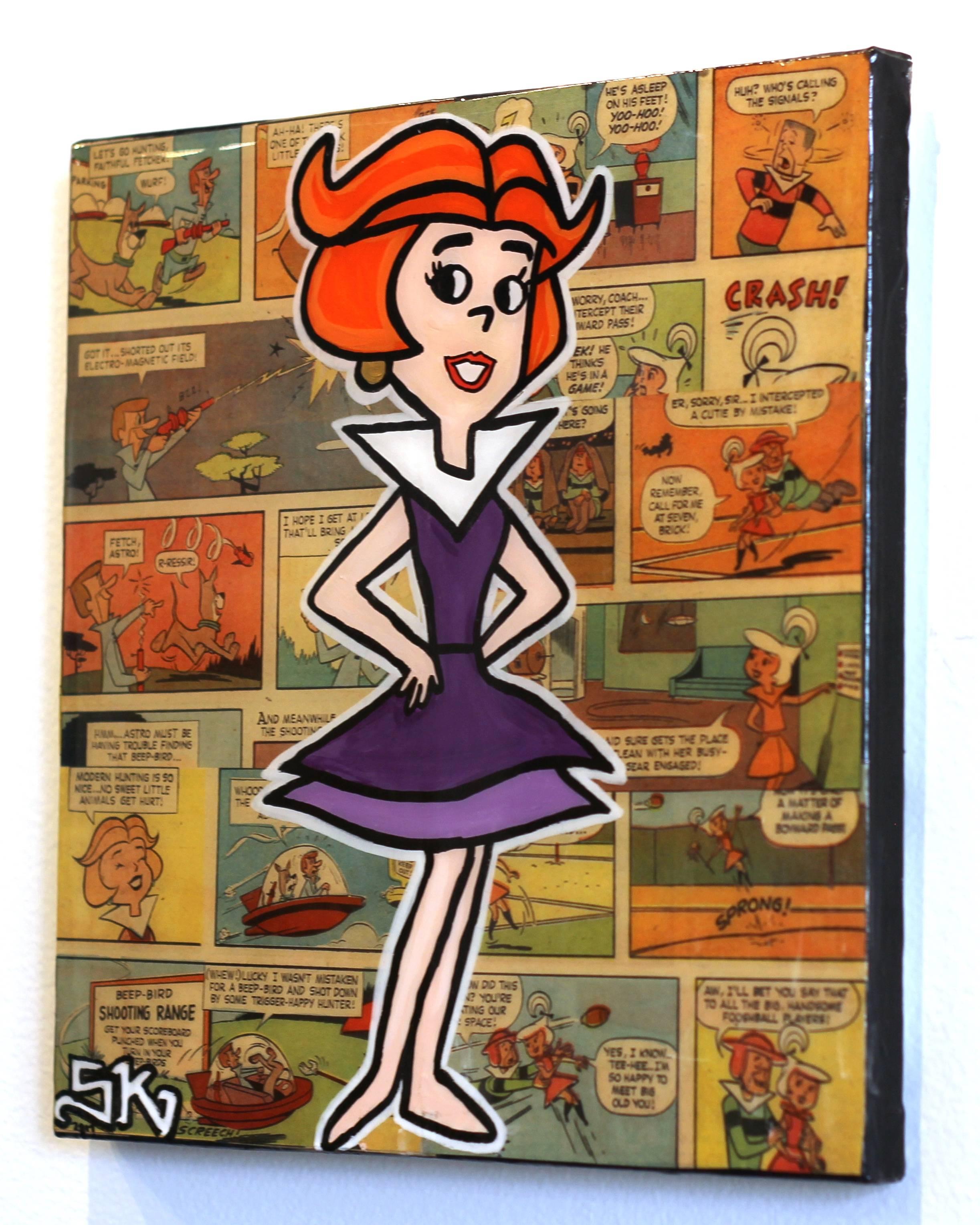 Meet the Jetsons: Jane - Brown Figurative Painting by Sean Keith