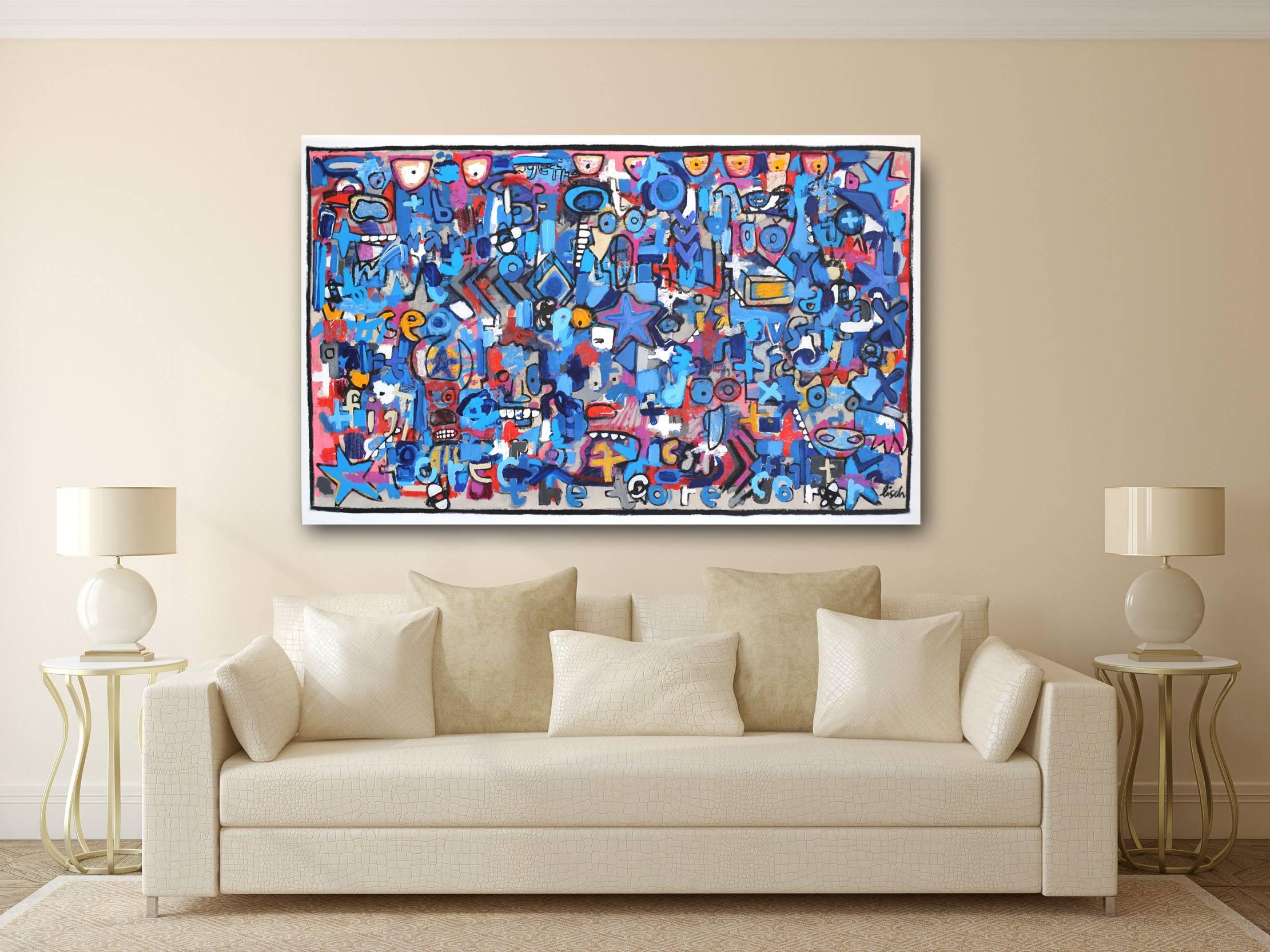 The Bullfighter - Blue Abstract Painting by Jonas Fisch