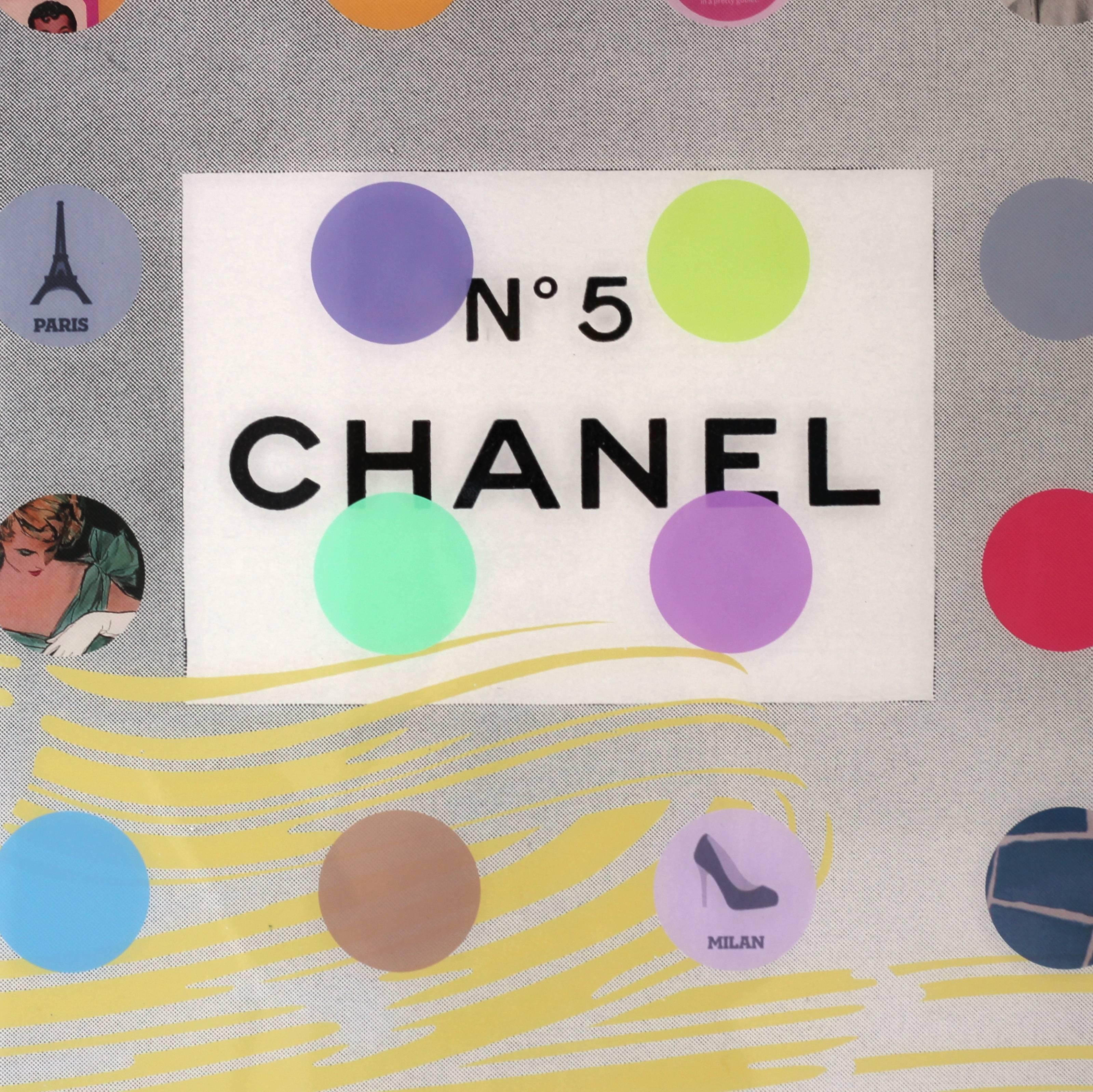 Chanel #5 Silver on Black - Pop Art Painting by Nelson De La Nuez