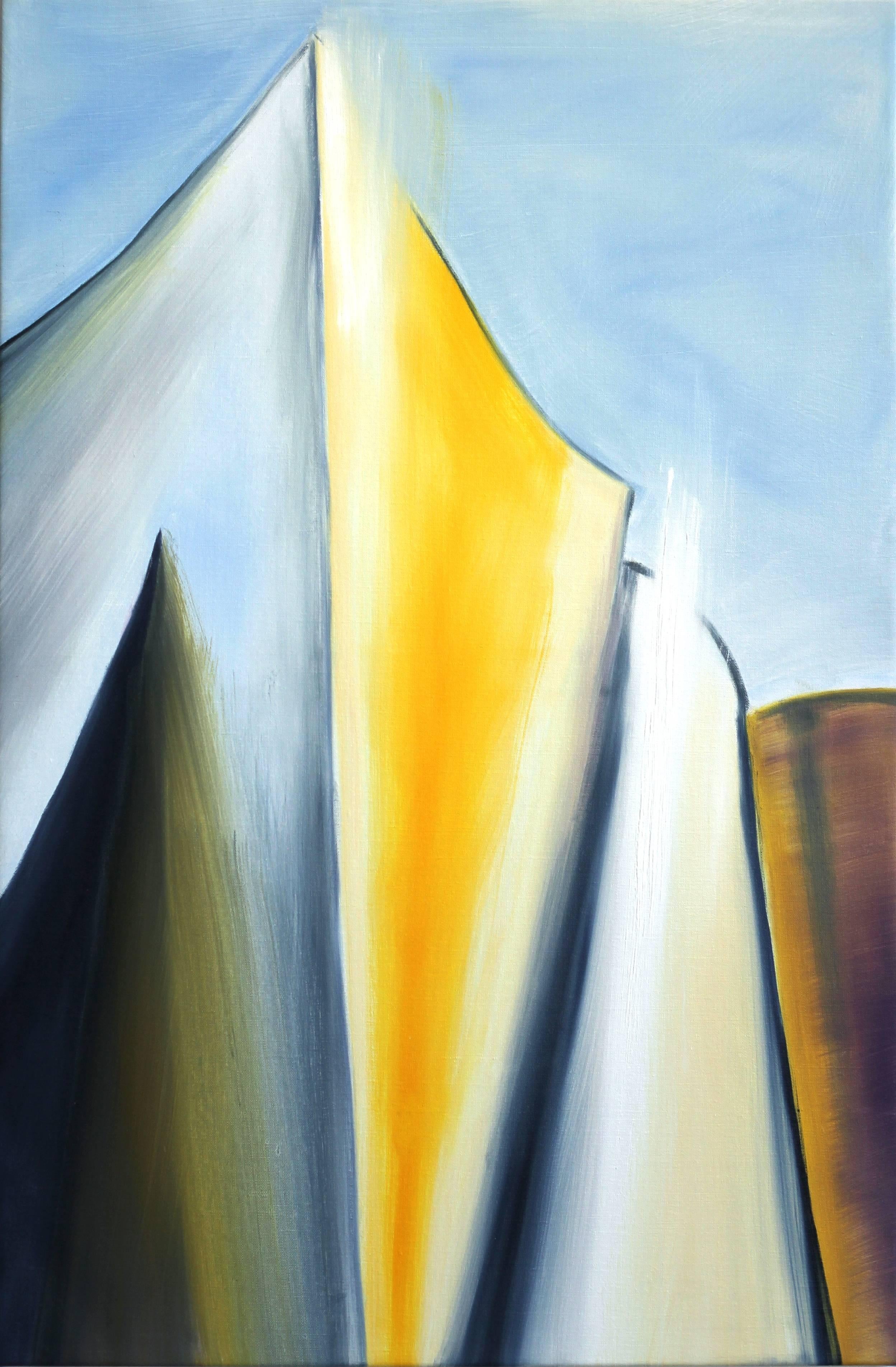Bettina Mauel Landscape Painting - Cube III - Abstract Architectural Painting Inspired by Frank Gehry Disney Hall
