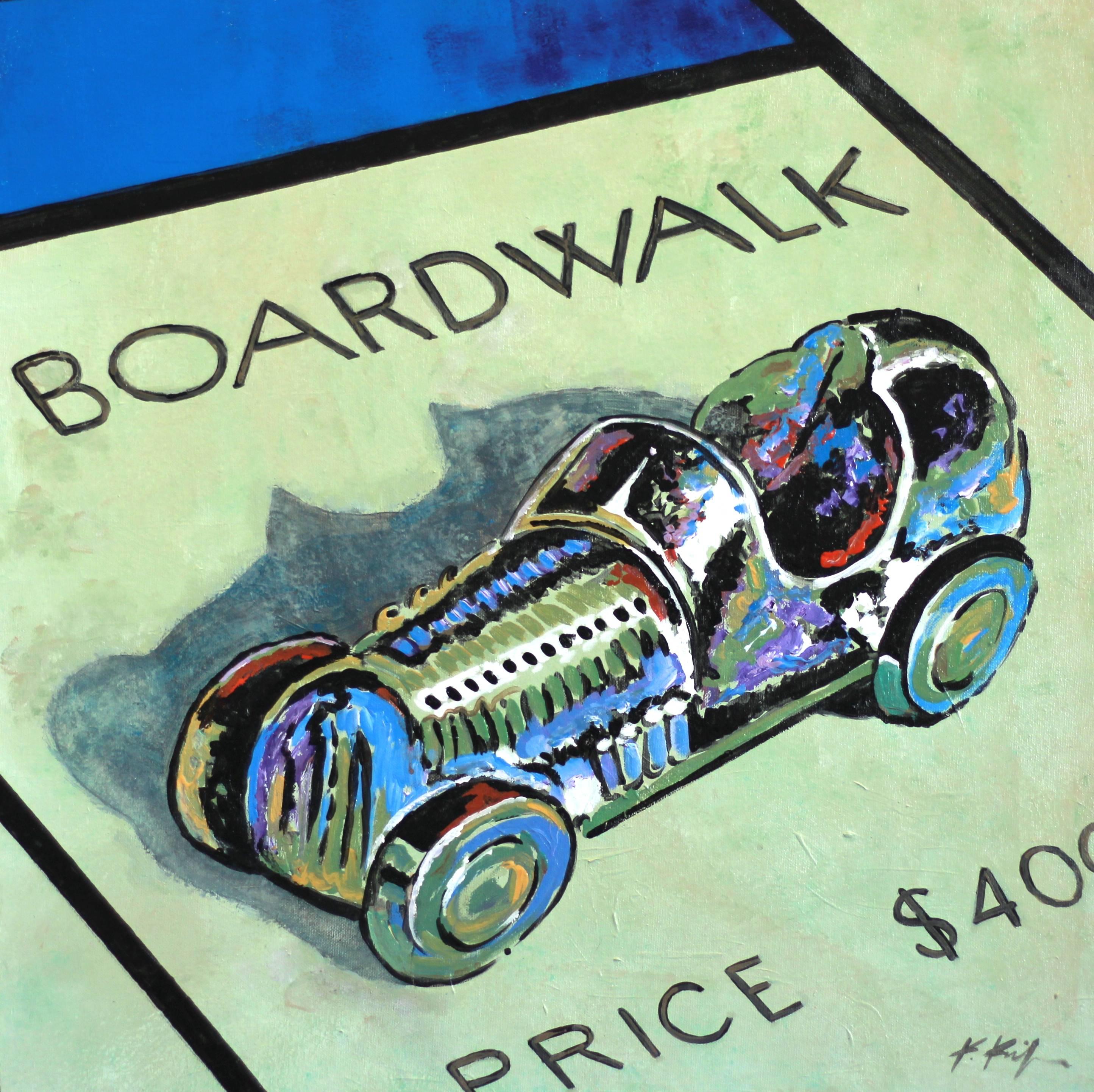 Kathleen Keifer Still-Life Painting - Racecar Monopoly