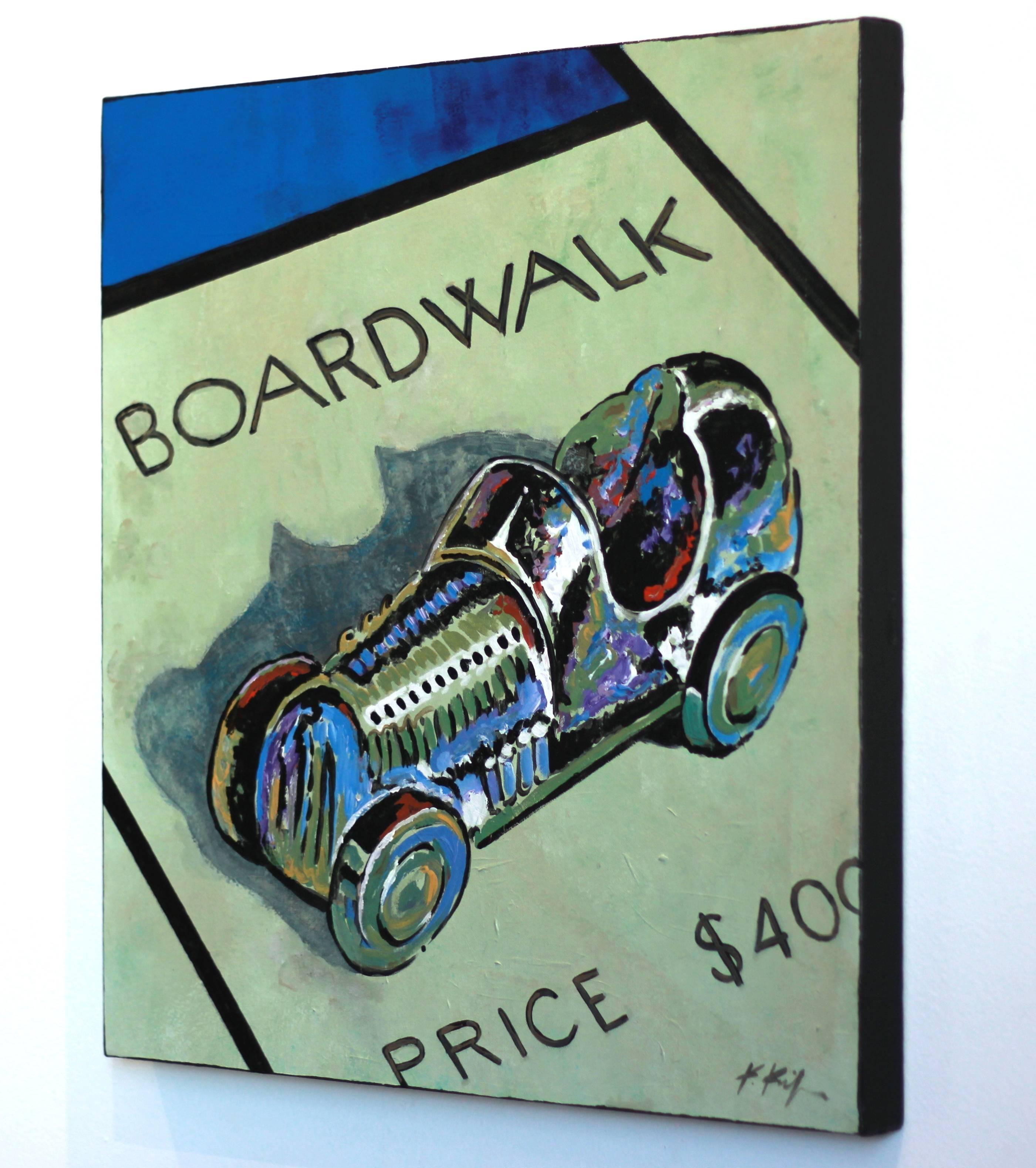 Racecar Monopoly - Green Still-Life Painting by Kathleen Keifer