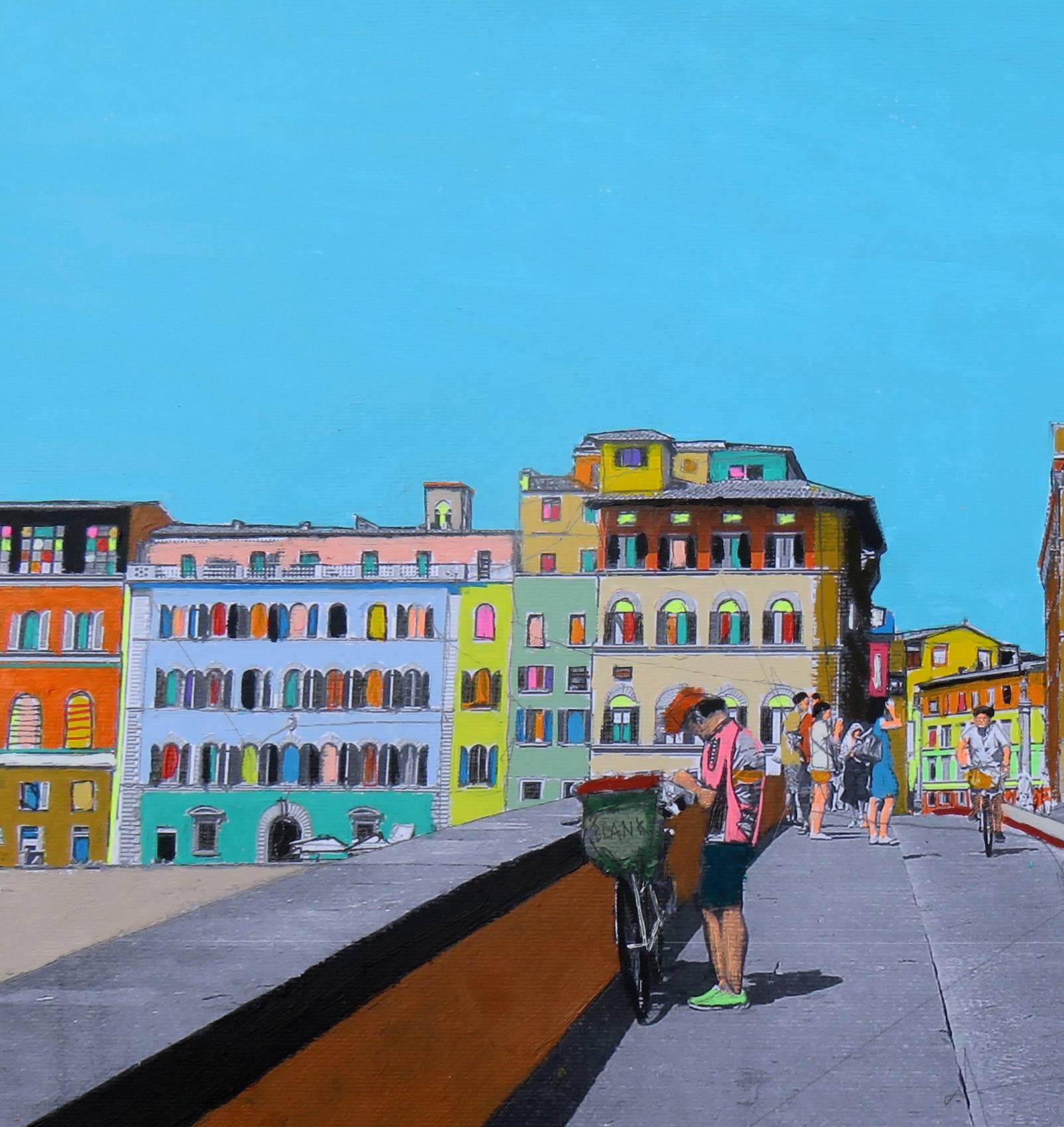 Crossing Bridges in Florence - Painting by Fabio Coruzzi