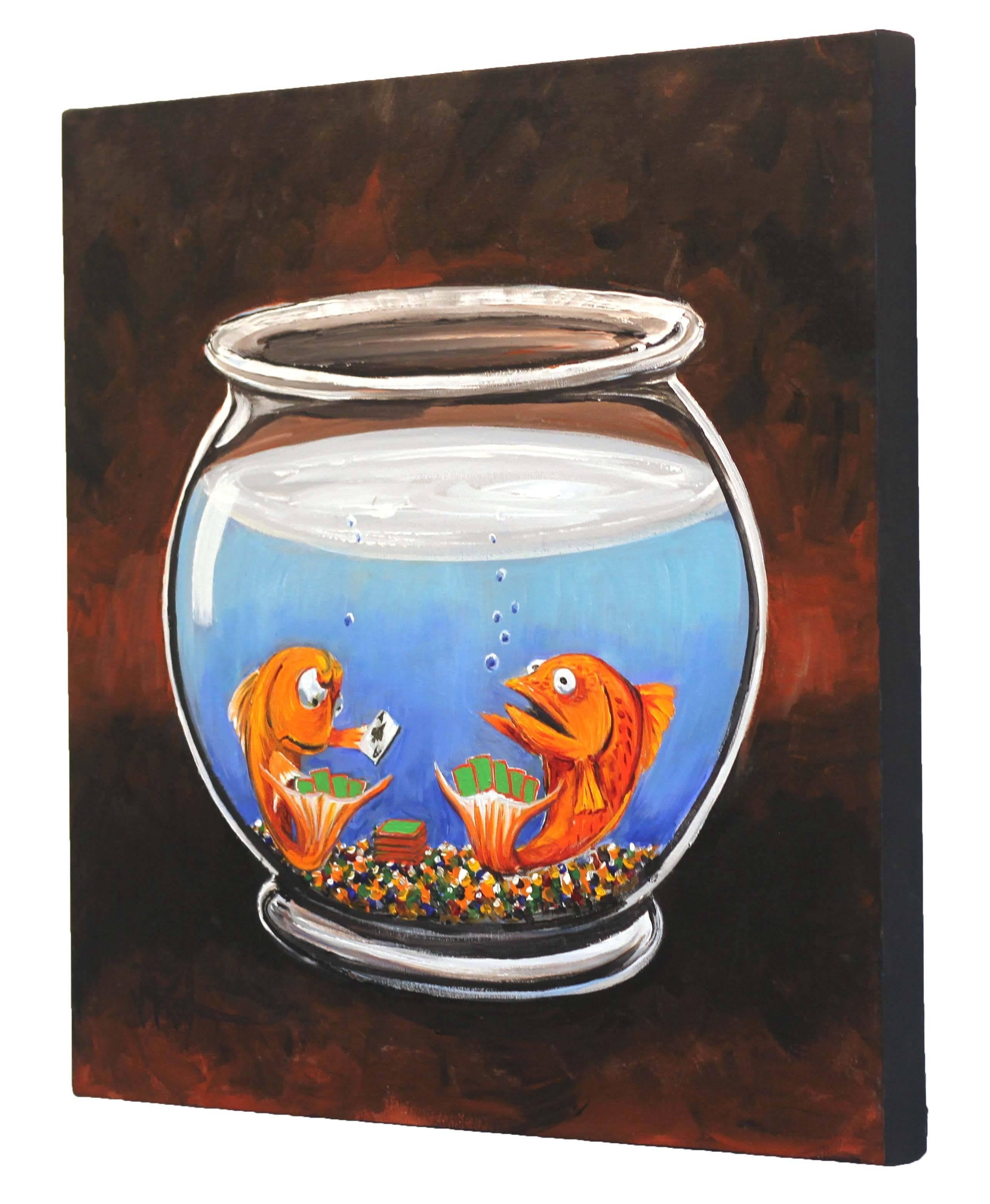 Go Fish - Brown Figurative Painting by Jim Keifer