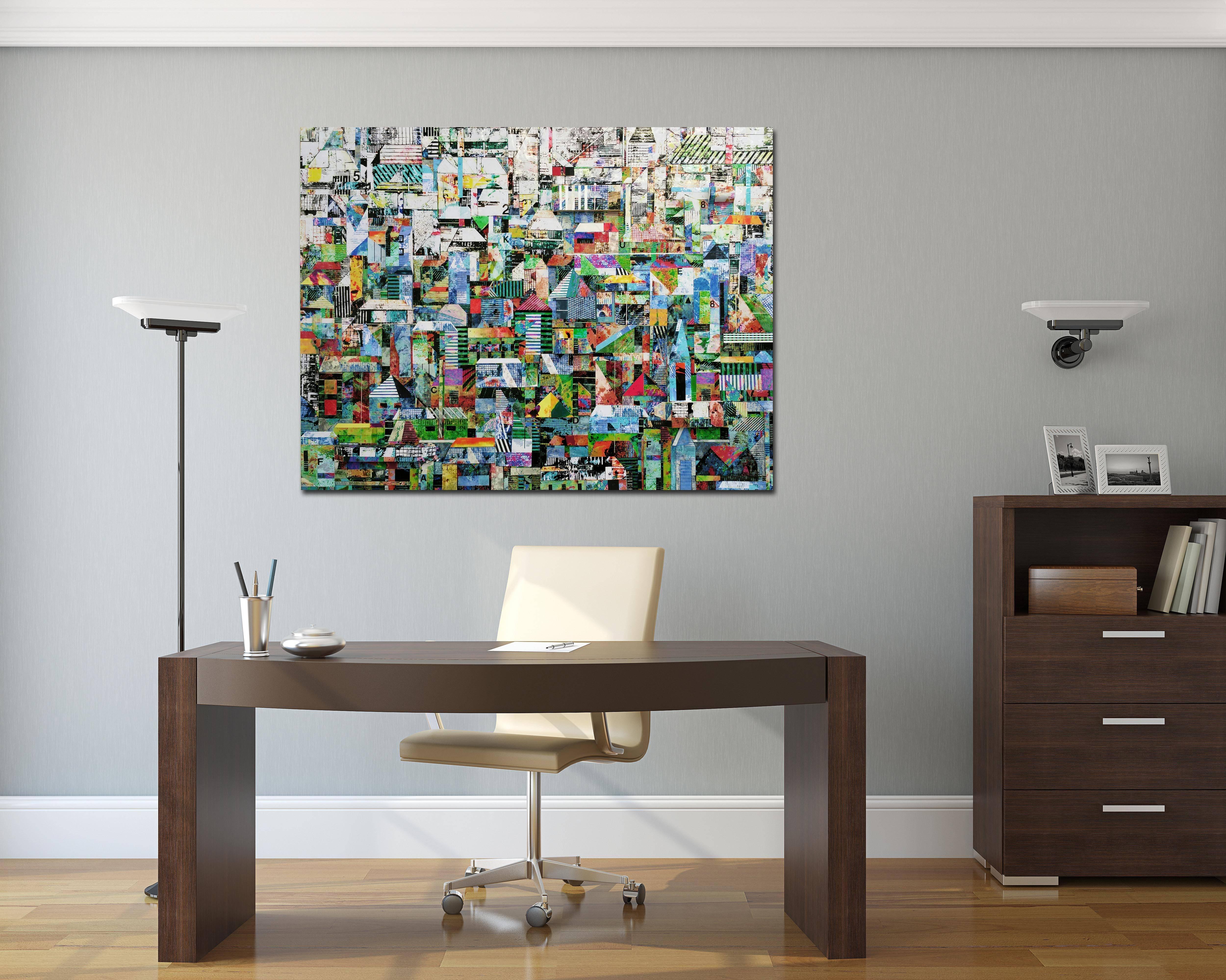 Sublime 709 - Collage photographique original vert coloré, œuvre d'art mixte en vente 1