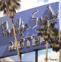 "Pacific Sands Hotel", Original Photorealistic Mixed Media Artwork, Framed