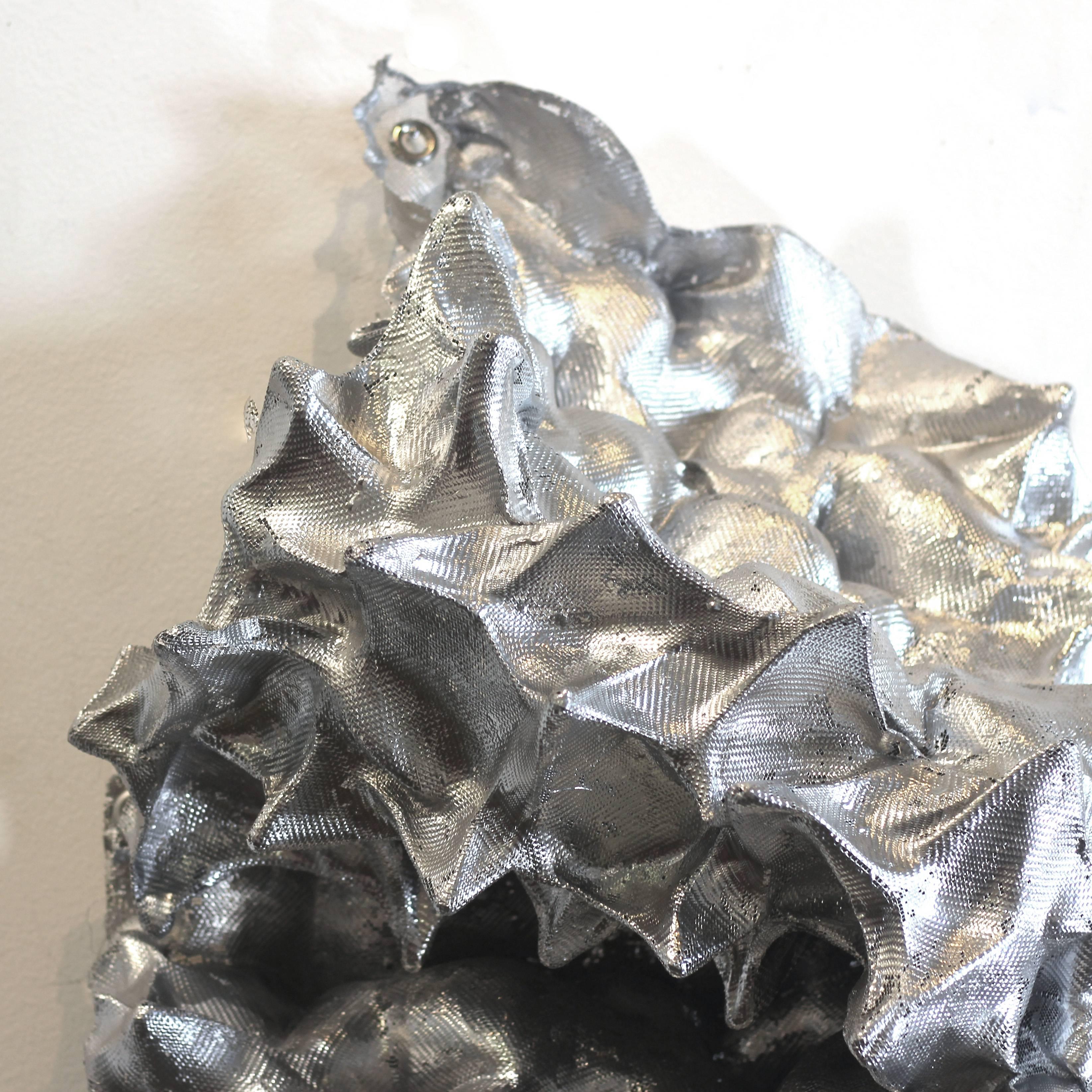 Silver Sea Form - Silver Three-Dimensional Lightweight Metal Wall Art For Sale 1