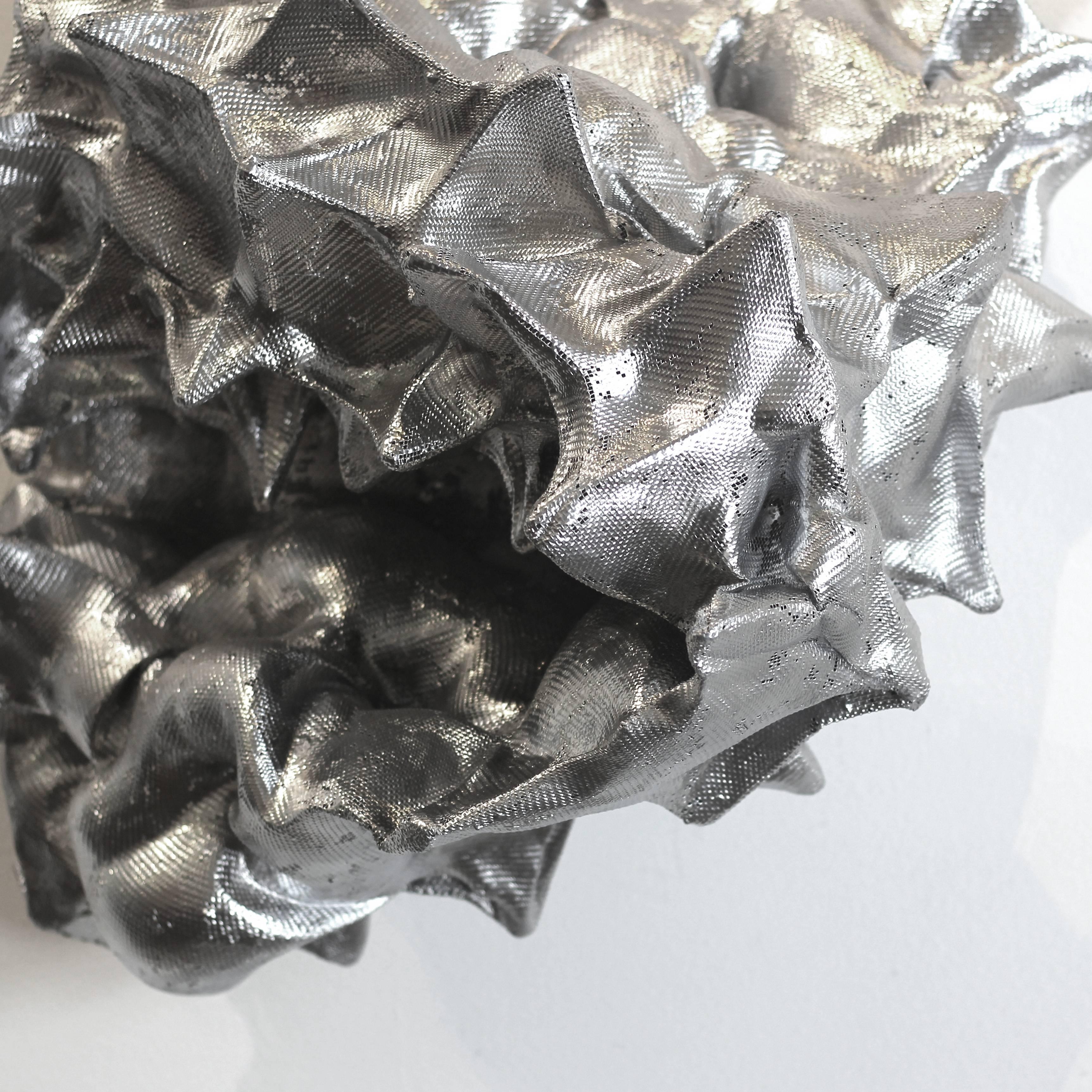 Silver Sea Form - Silver Three-Dimensional Lightweight Metal Wall Art - Contemporary Sculpture by Atticus Adams