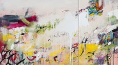 Used FLUX - large scale contemporary abstract mixed media artwork (diptych)