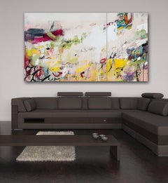 FLUX - large scale contemporary abstract mixed media artwork (diptych)