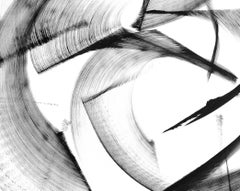 Sagaria - Pittura astratta minimalista in bianco e nero con inchiostro originale