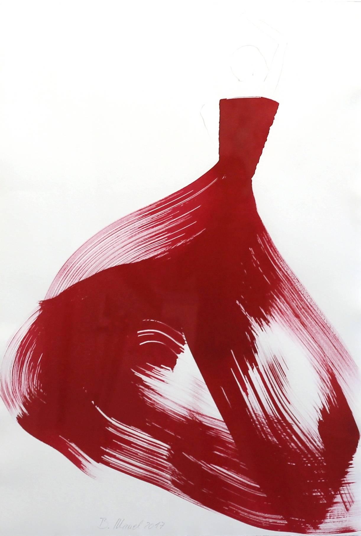 Bettina Mauel Abstract Drawing - The Red Cloth 116
