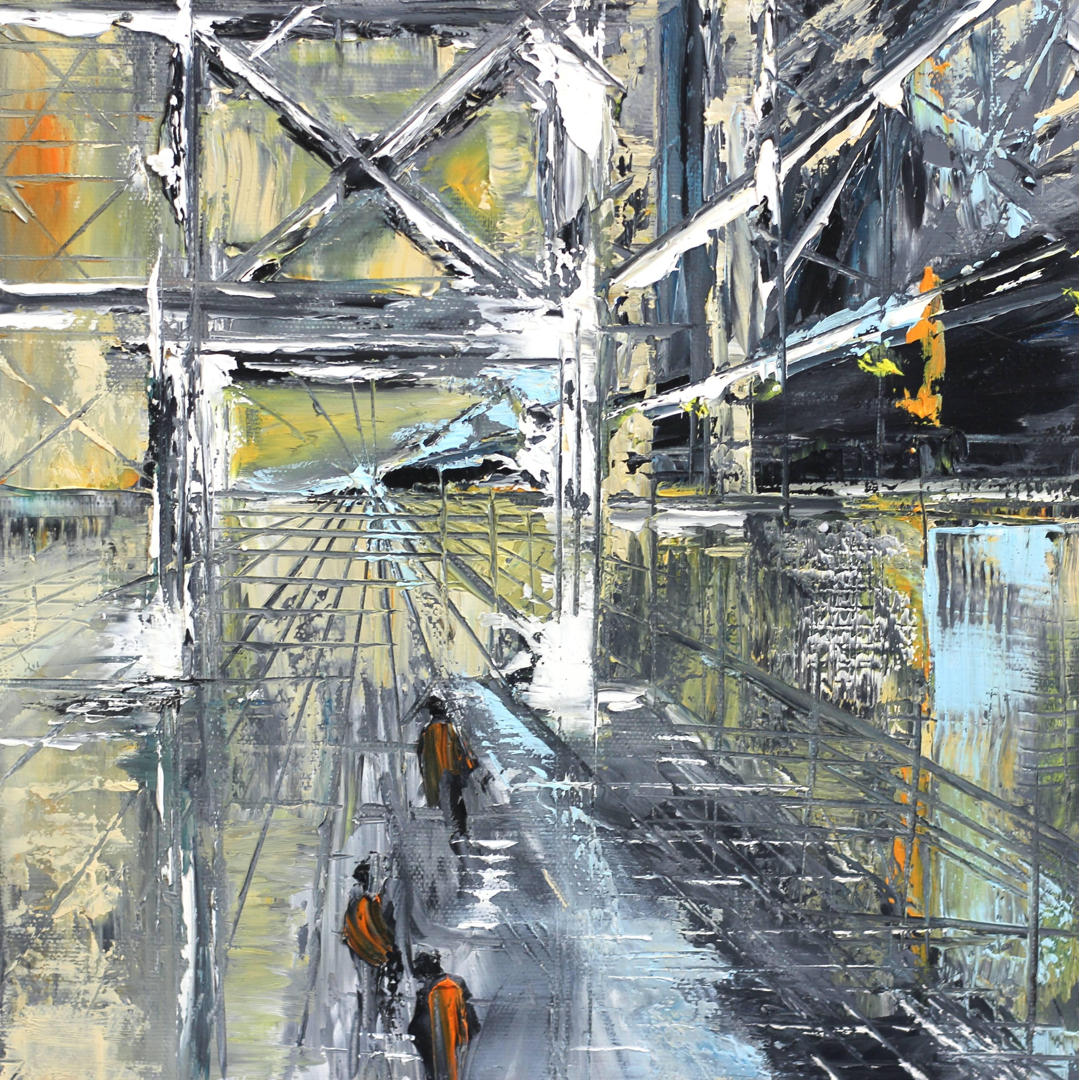 Costruzione 2 - Paesaggio urbano astratto Pittura originale in vendita 2