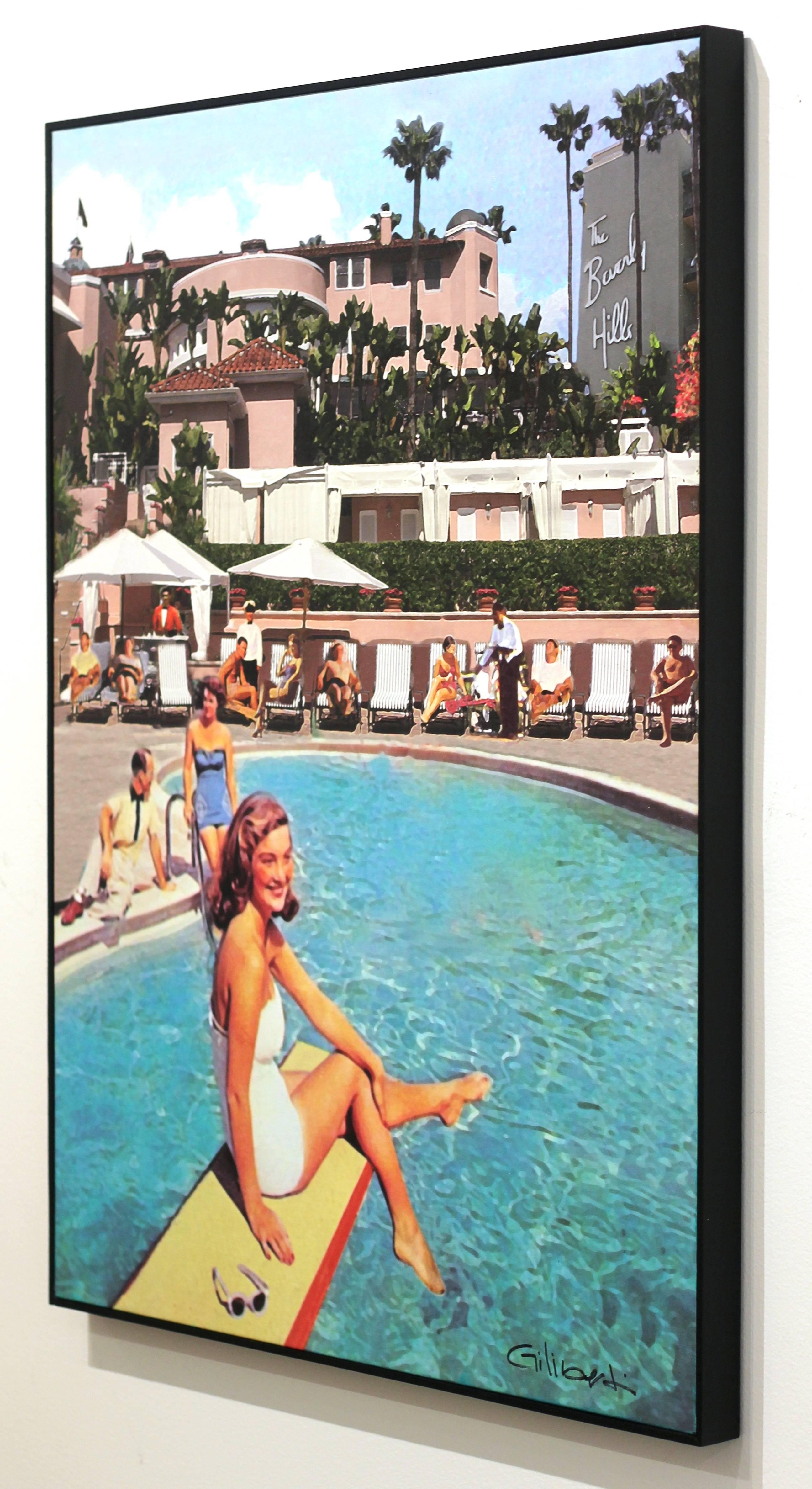 Poolside at the Beverly Hills Hotel in the 60's - Pop Art Mixed Media Art by Michael Giliberti
