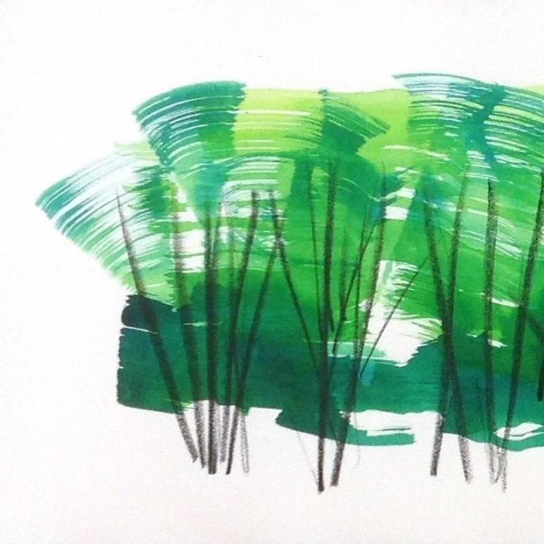The Green Meadow 2 - Abstract Painting by Bettina Mauel