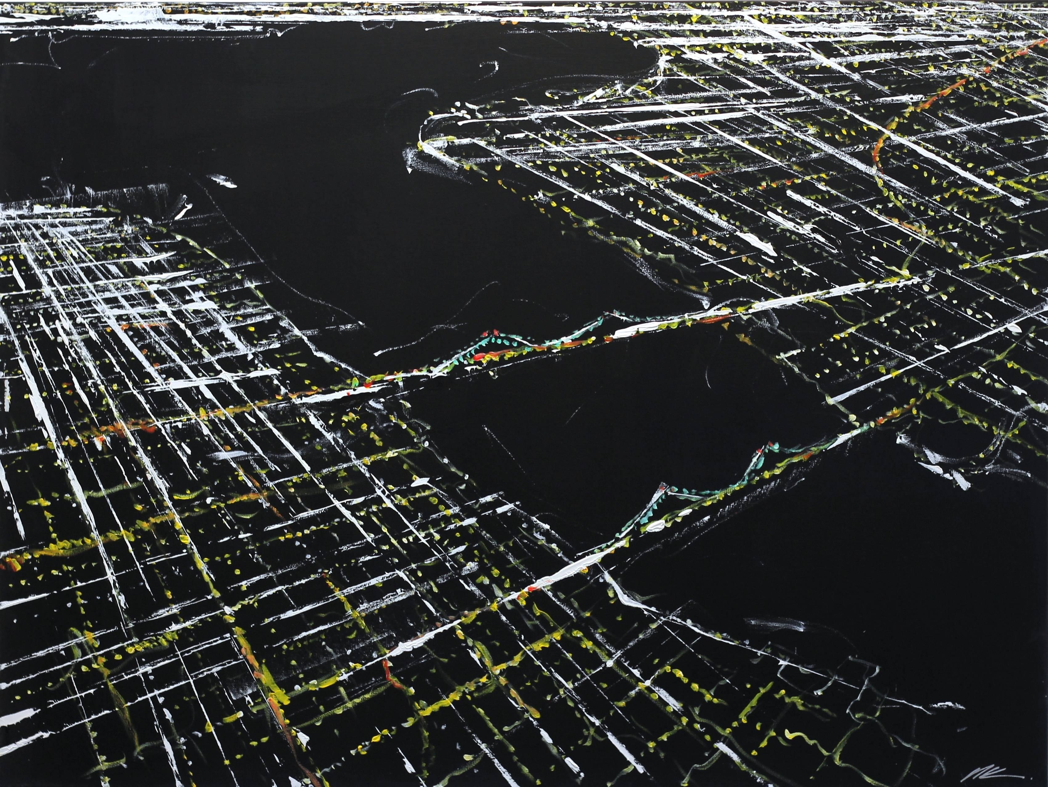 Pete Kasprzak Landscape Painting - East Side New York Aerial